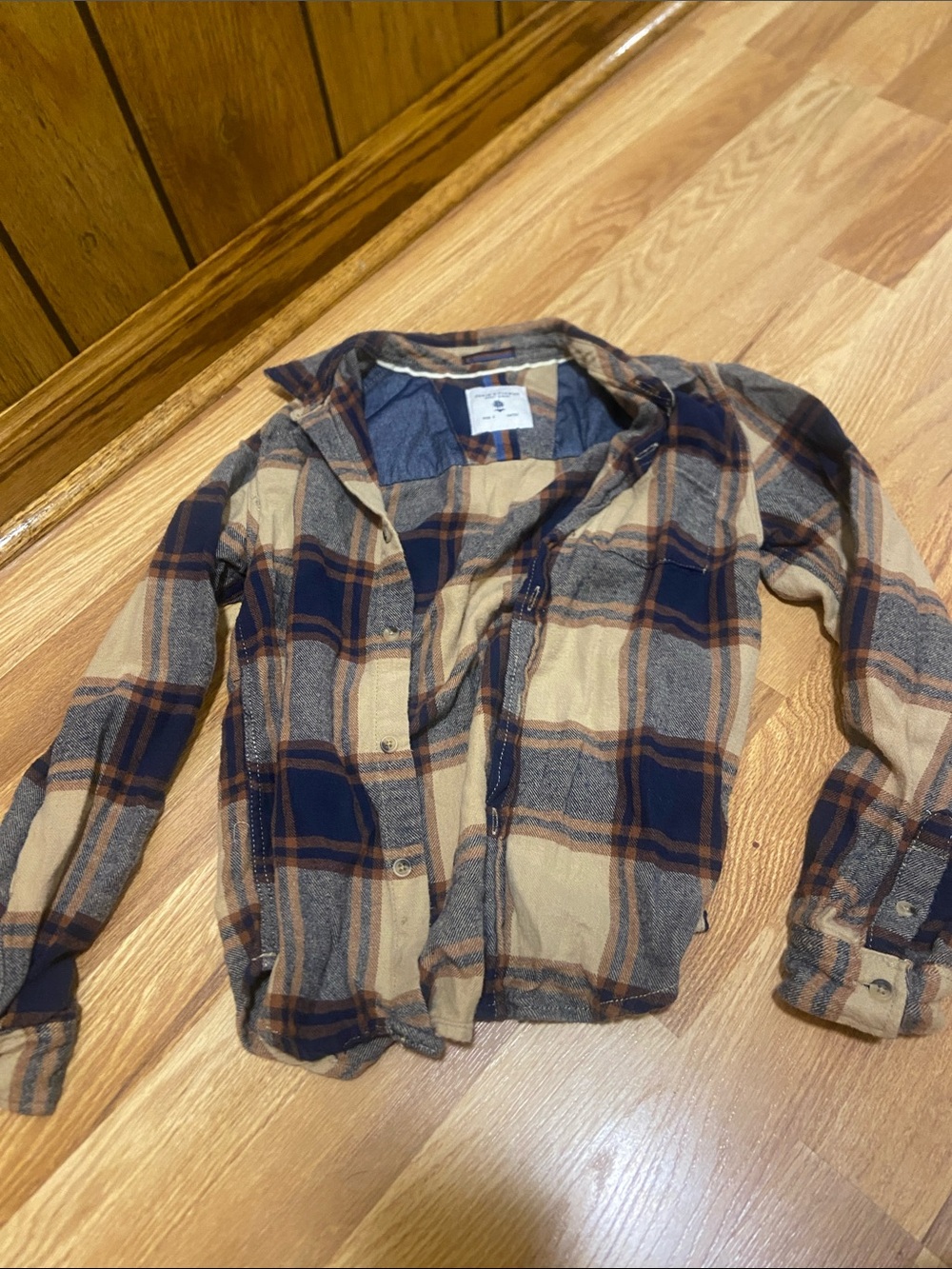 Denim & Flower Navy, Tan & Brown Plaid Shirt